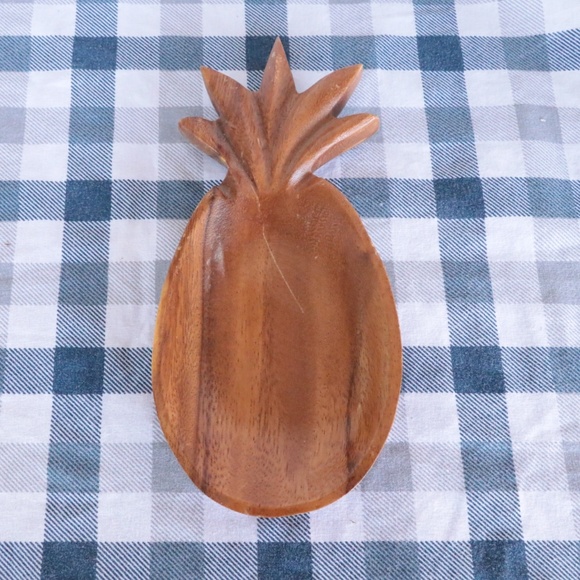 Vintage Tiki Style Wood Pineapple Dish
